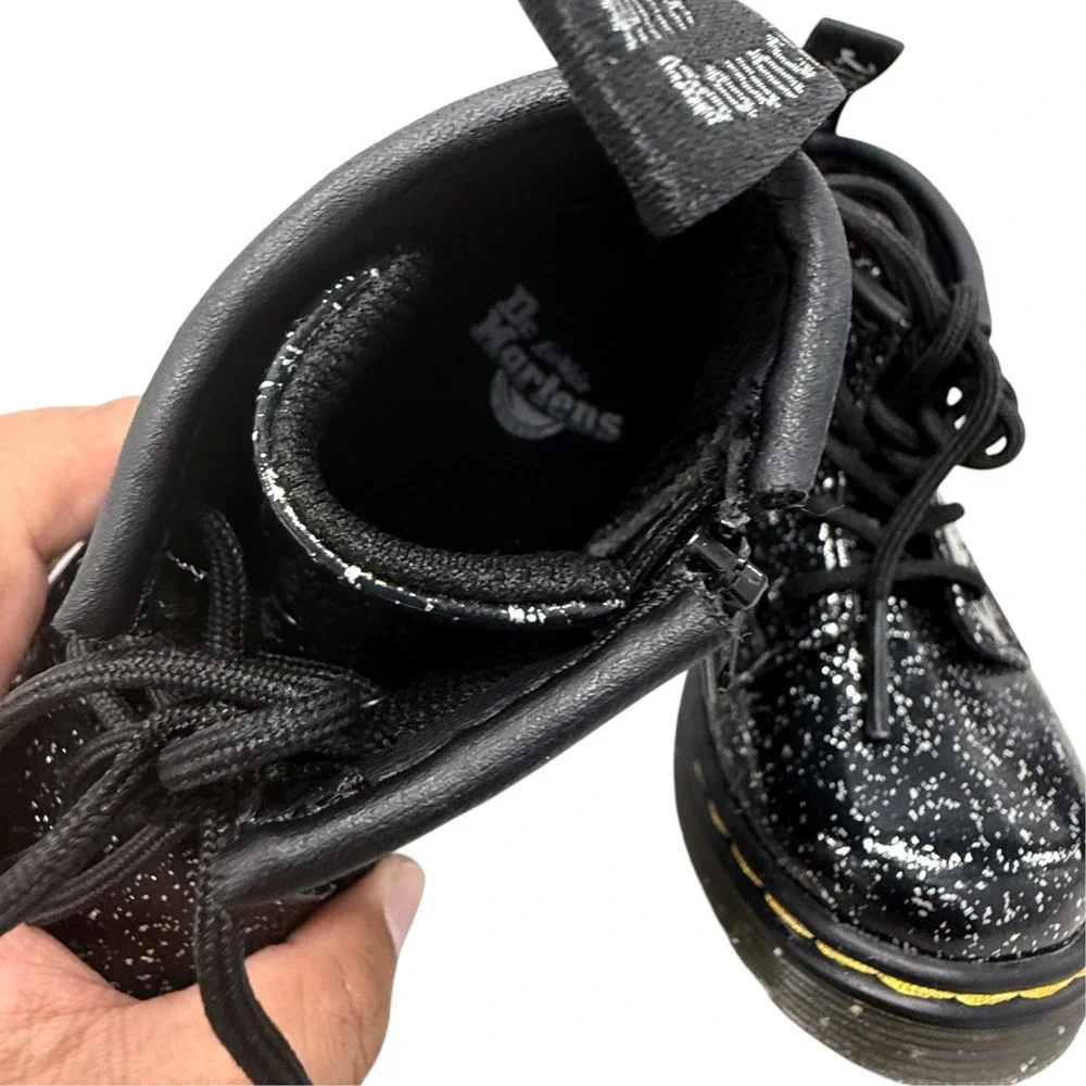 Dr. Martens 1460 Toddler 6 Black Cosmic Glitter Lace Up Zip Combat Boots Grunge